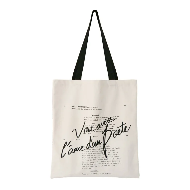 

Women Canvas Shoulder Bag Large Capacity Daily Shopping Bags Students Books Bag New Midnight In Paris Handbags Tote for Girls