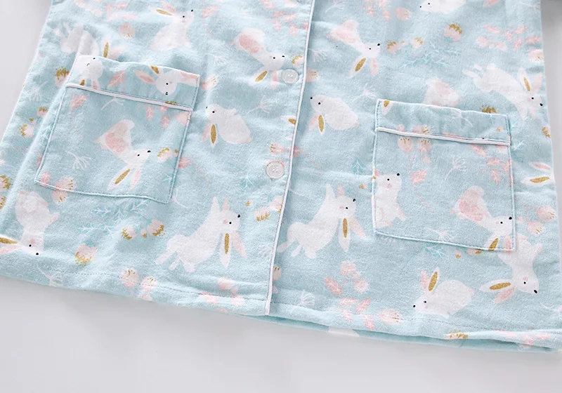Новые пижамы для женщин Kawaii мультфильм пижамы матовый хлопок женский милый Ночной костюм длинный рукав пижамы большой ярд S-L