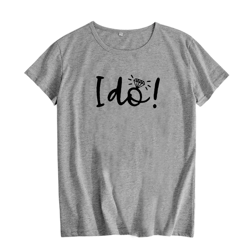 Женская футболка с надписью I Do Bride черно-белая хлопковая Футболка принтом летняя