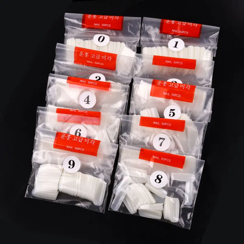 

500Pcs Clear False Nails Art Tips Display Nature Full Cover Fake FingerNails Tip for Extension Fast Building Form Manicure Mould