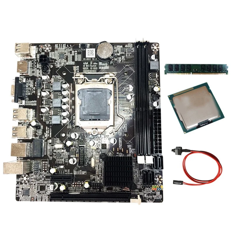 

Материнская плата H61 для настольного компьютера, LGA 1155, процессор, интерфейс DDR3, USB3.0, SATA3, материнская плата + DDR3 4G + I3 CPU
