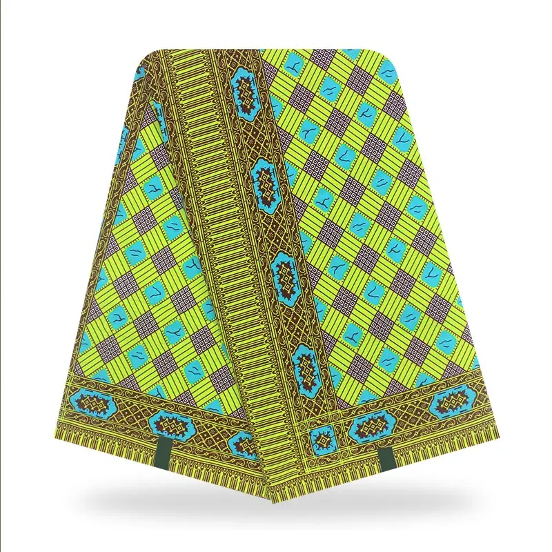 

Green Geometry Print African Guaranteed Wax Fabric Ankara Real Wax Ghana Pagne High Quality Comfortable 100% Cotton For Clothes