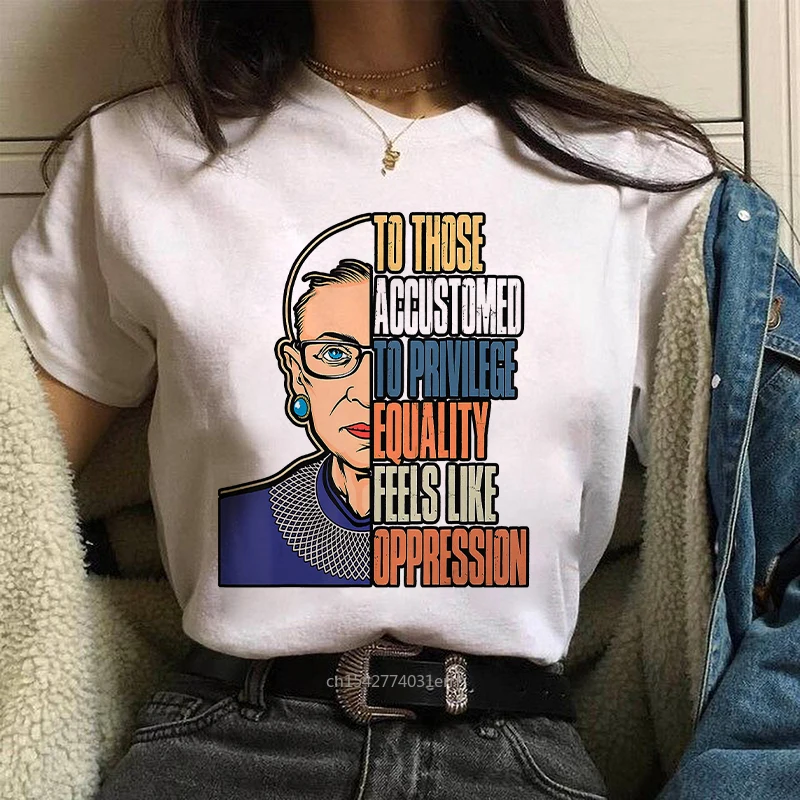 

Streetwear RBG Ruth Bader Soft T-shirt Ginsburg Letters Daily Top Graphic Printed Casual Female Tee Oversized