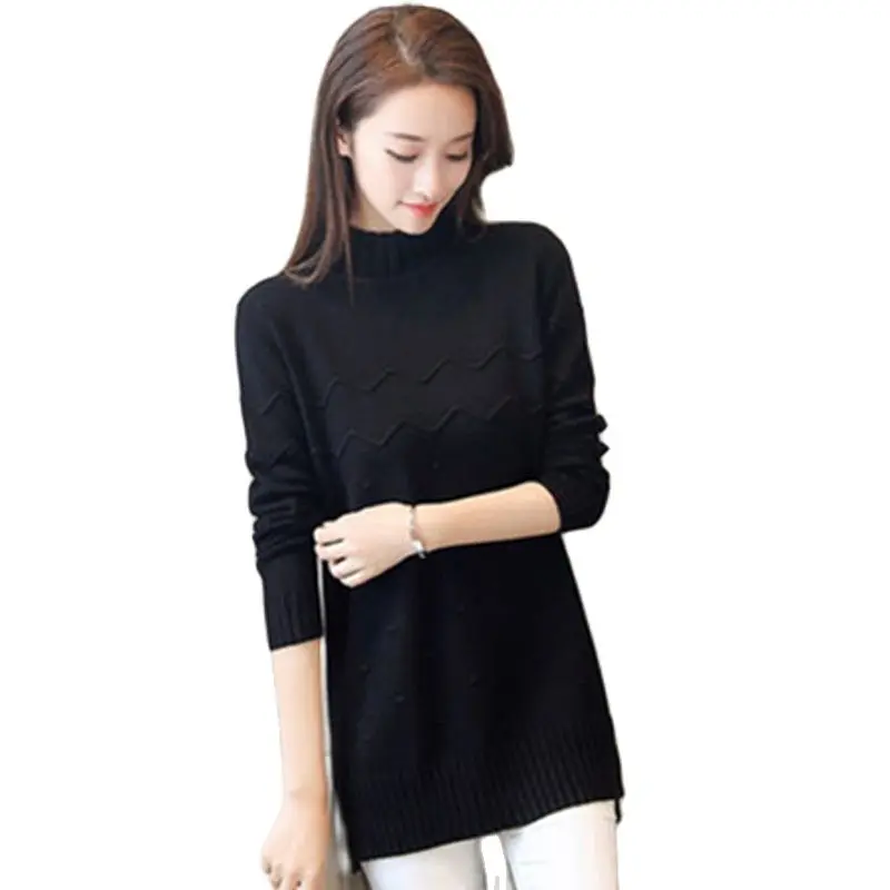 New Plus Size Autumn Winter Women's Sweater 2021 Long-Sleeved Casual Warm Half-High Collar Loose Elasticity Lady | Женская одежда