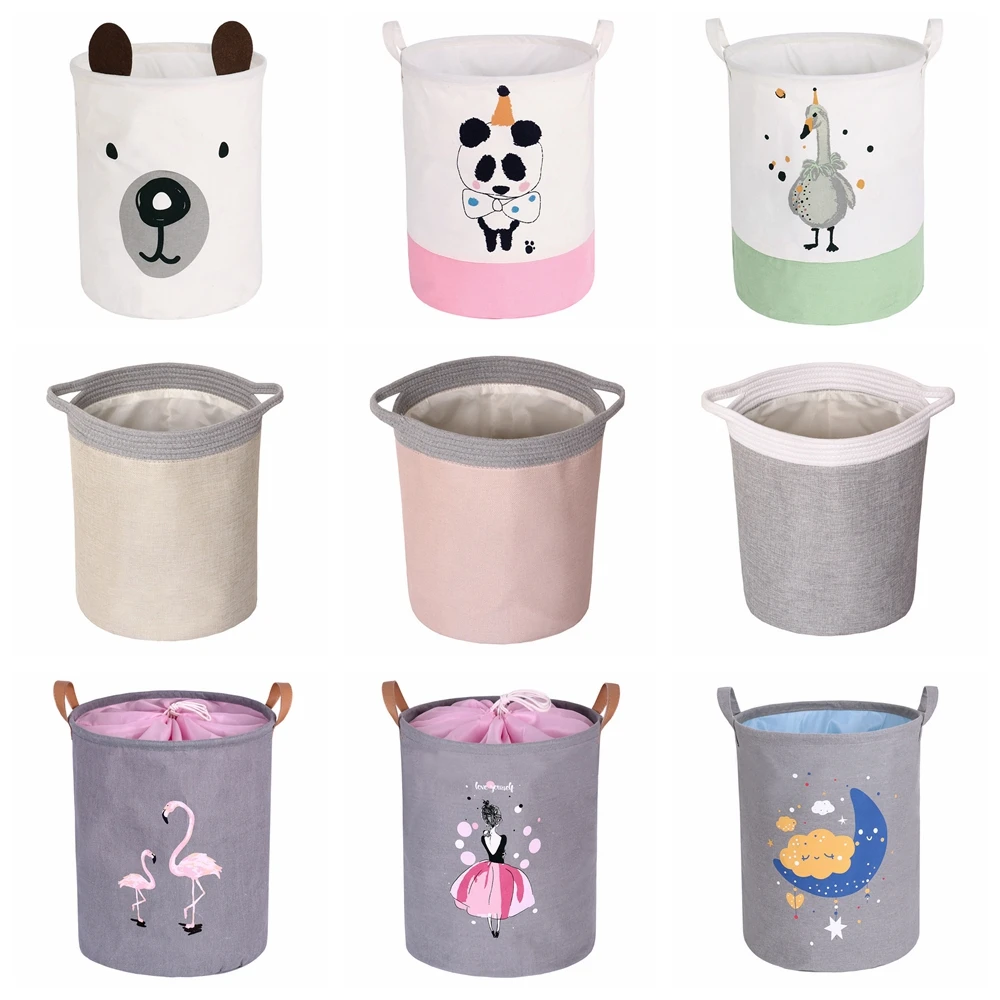 

Foldable Diaper Bucket Dirty Clothes Laundry Basket Large Capacity Toy Storage Box Canvas Kids Baby Home Organizer with Handle