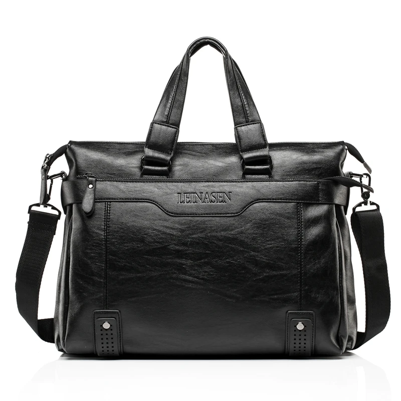 

LEINASEN Brand Men's Leather Briefcase Laptop Bag Messenger Bag Leather Shoulder Bag Document Bag