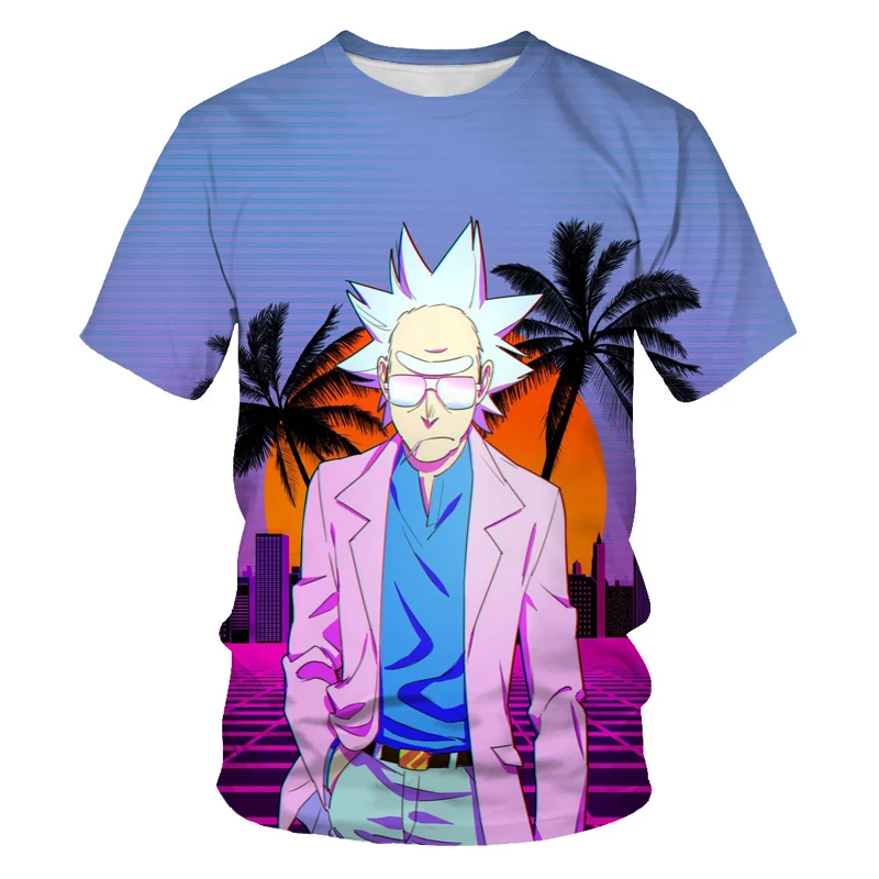 

Hot new summer comfortable short-sleeved men's plus size T-shirt 3D character sketch printing couple parent-child T-shirt