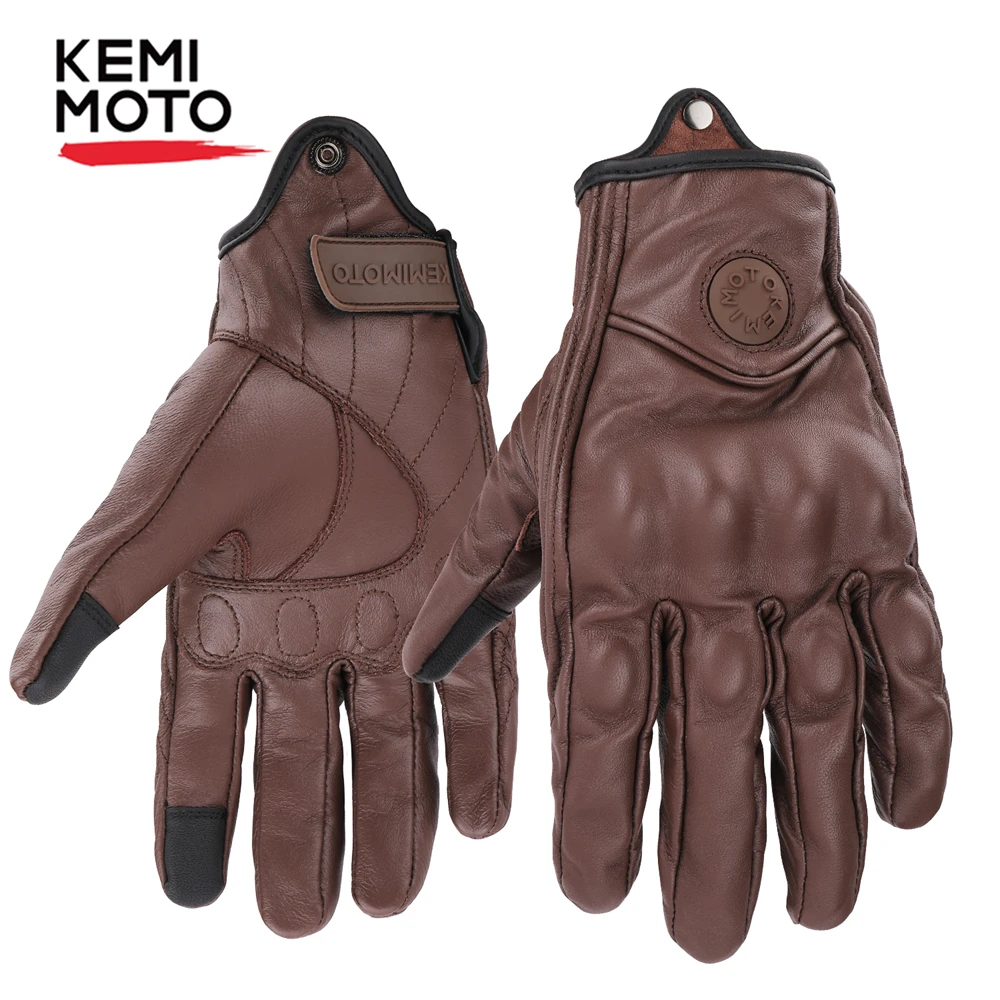 

KEMiMOTO Motorcycle Leather Gloves Cycling Moto Guantes Motorbike Protective Gears Touch Screen Summer Men Motocross Glove
