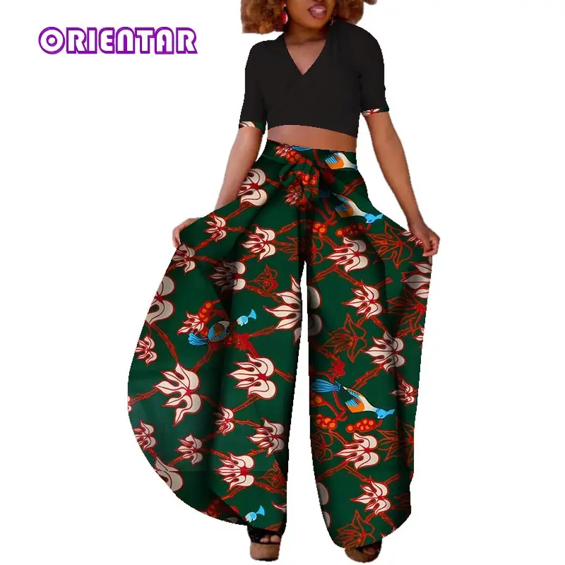 Комплект одежды из 2 предметов с Африканским принтом короткий топ и штаны богатые