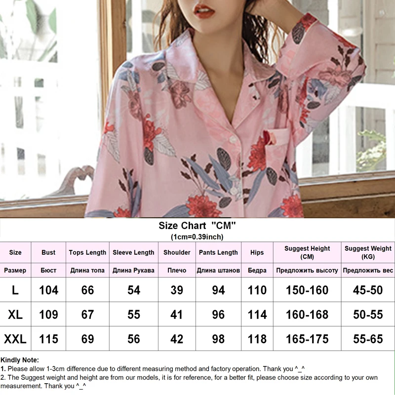 Women Pajamas Sleepwear Sets Spring Summer Homewear Suits Flower Printing Long Sleeves Femme Pijamas Floral 100% Viscose Vintage