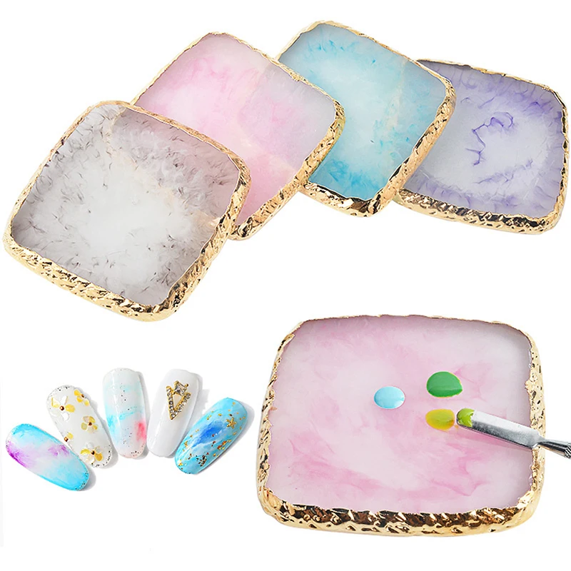 

Resin Stone Color Palette False Nail Tips Drawing Nail Color Palette For Nail Color Mixing Display Plate Nail Art Practice Tools