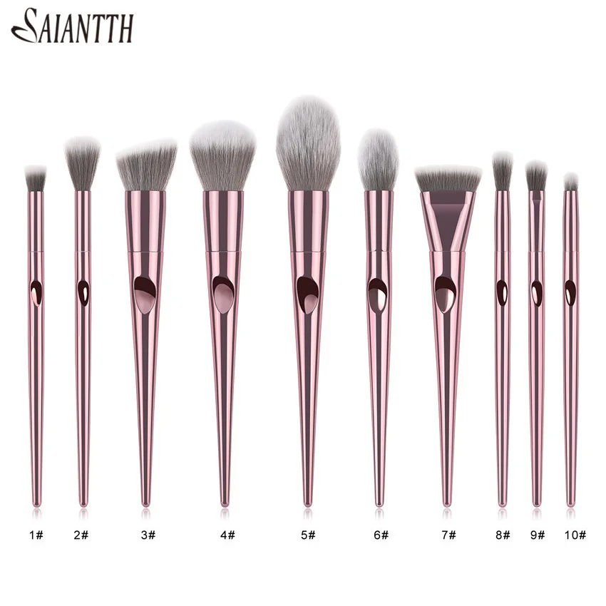 

SAIANTTH finger groove humanized 10pcs makeup brushes set pink professional blush powder concealer eyeshadow pincel maquiagem