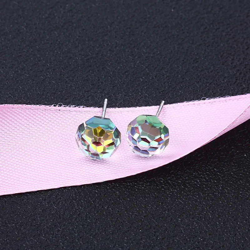 Модные Серебристые цветные серьги гвоздики с цирконием сверкающие маленькие