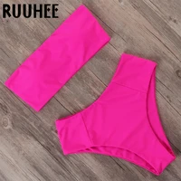 ruuhee high waisted neon bikini 2021 woman bandeau bathing suit mayo push up swimwear tube top sexy two piece swimsuit for women