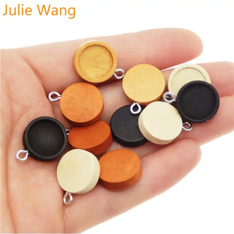 Julie Wang 8 шт. деревянные круглые Кабошоны базовые настройки шармы пустой поднос
