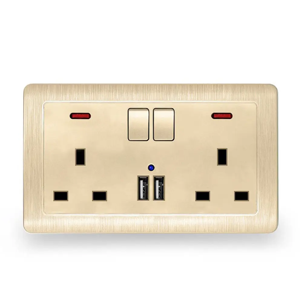 Розетка с Usb настенной розеткой Великобритания двойной разъем 13А с 2 USB смартфон высокоскоростное зарядное устройство пластины электрическая розетка для улучшения дома