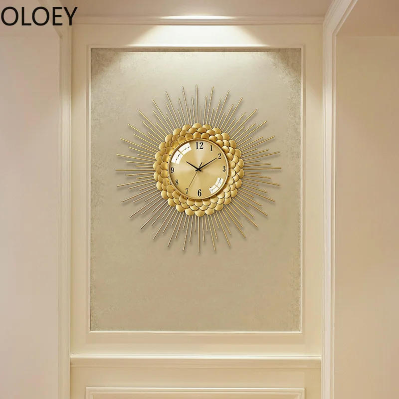 Золотые декорация настенные часы большие металлические современные