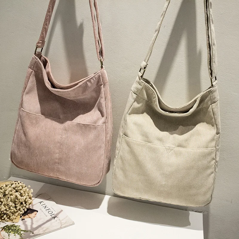 

2021 New Style Commuter To Work Fashion Korean Style Bag Corduroy Shoulder Bag Outing Casual Messenger Bag Women