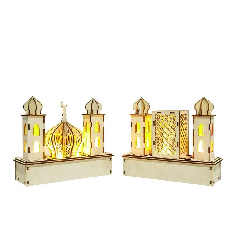 

DIY Wooden Muslim Palaces Lamp LED Wooden Night Light Eid Ramadan Gift For Home Party Desktop Decoration