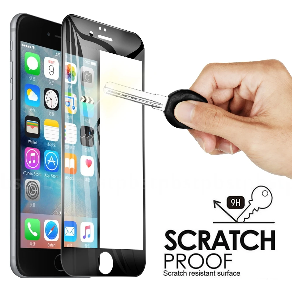 3D 9H полное покрытие закаленное стекло для iPhone 8 7 6 6S Plus 5 5S SE защита экрана