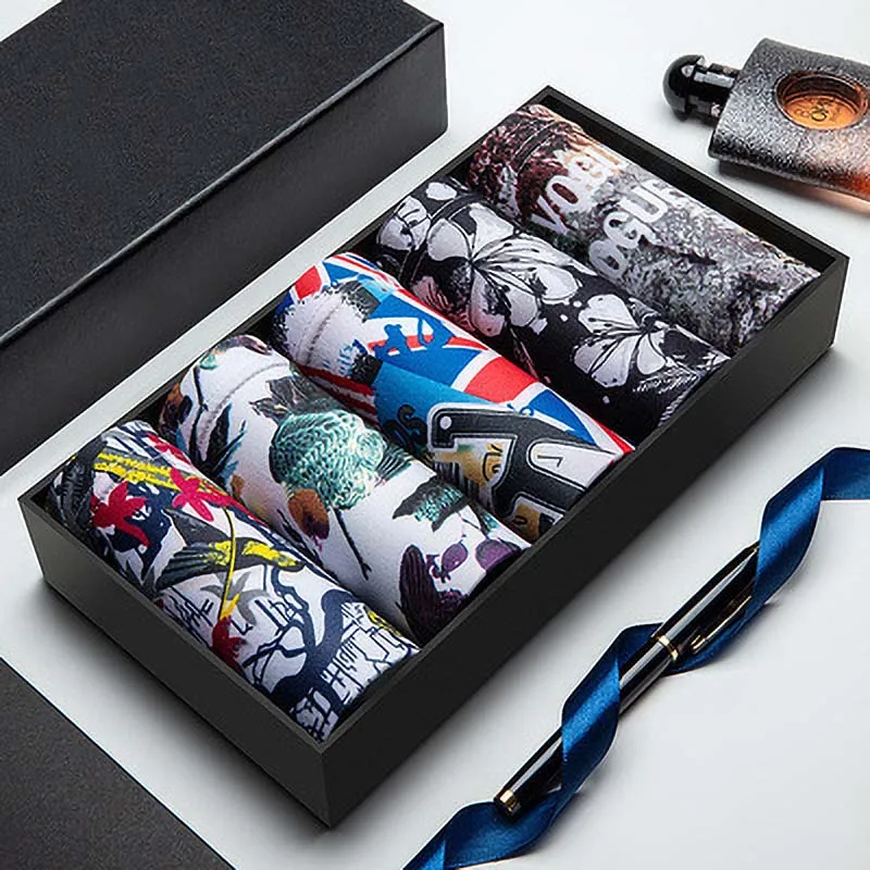 Трусы-боксеры мужские 5 шт./лот шорты нижнее белье пикантные трусы большие