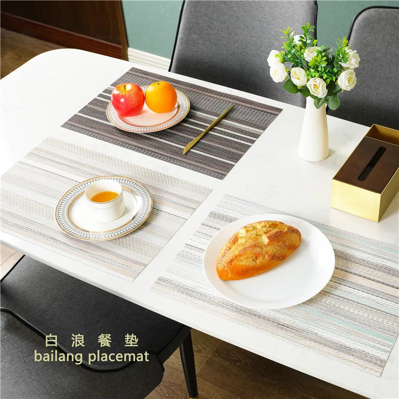 

New American Stripe Hotel Environmental Protection PVC Place Mat Simple Western Restaurant Place Mat Heat Insulation Pad 30x45cm