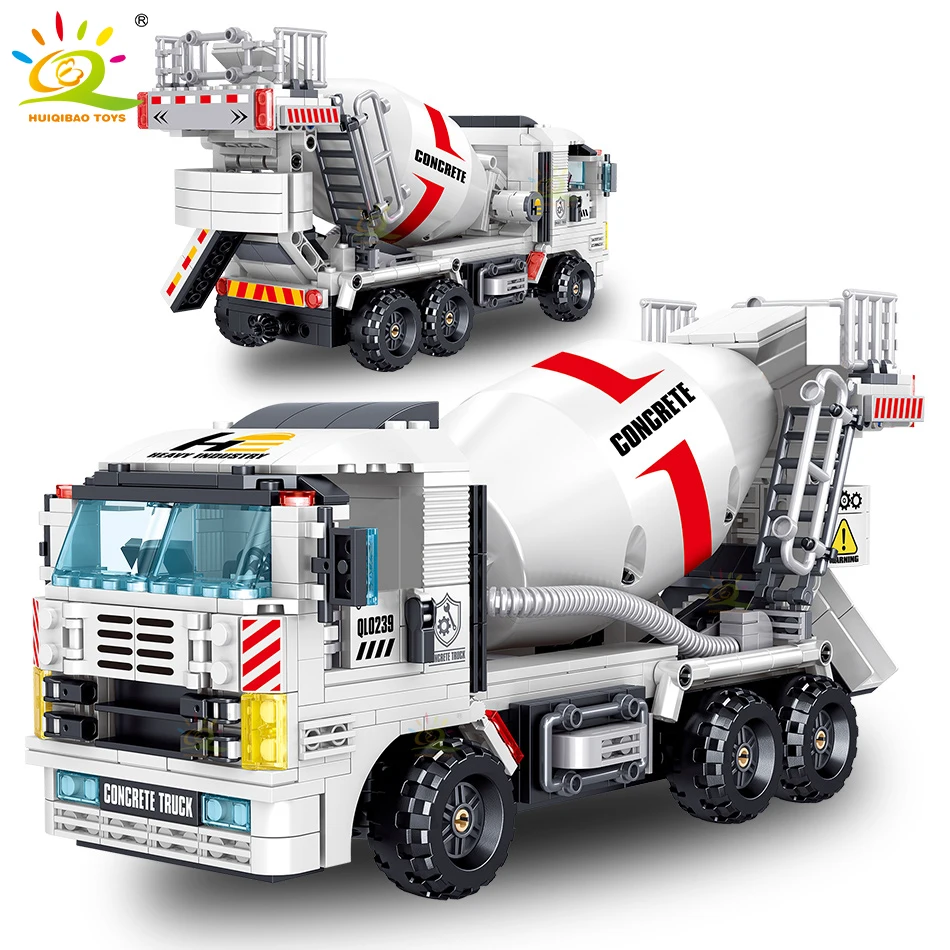 

HUIQIBAO 771Pcs Technical Engineering Cementing Mixer Truck DIY Model Building Blocks Technical Vehicle Car Bricks Toys Children