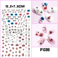 10pcs flower nail art stickers navy style cartoon animals for nail upper lips love nail art decoration decals