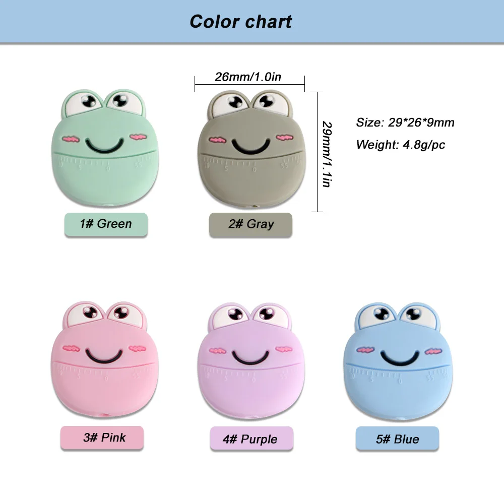 

Kovict 10pcs Food Grade Silicone Frog Teether Beads Chew Necklace Autism Pacifier Chain For Baby DIY Accessories BPA Free