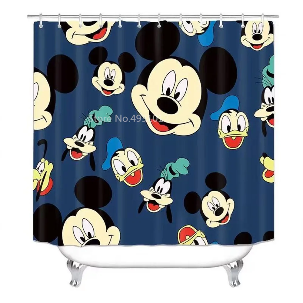 

New Mickey Mouse Minnie Shower Curtain Waterproof 3D Cute Cartoon Pattern Shower Curtain with Hooks for Bathroom Decor Gifts