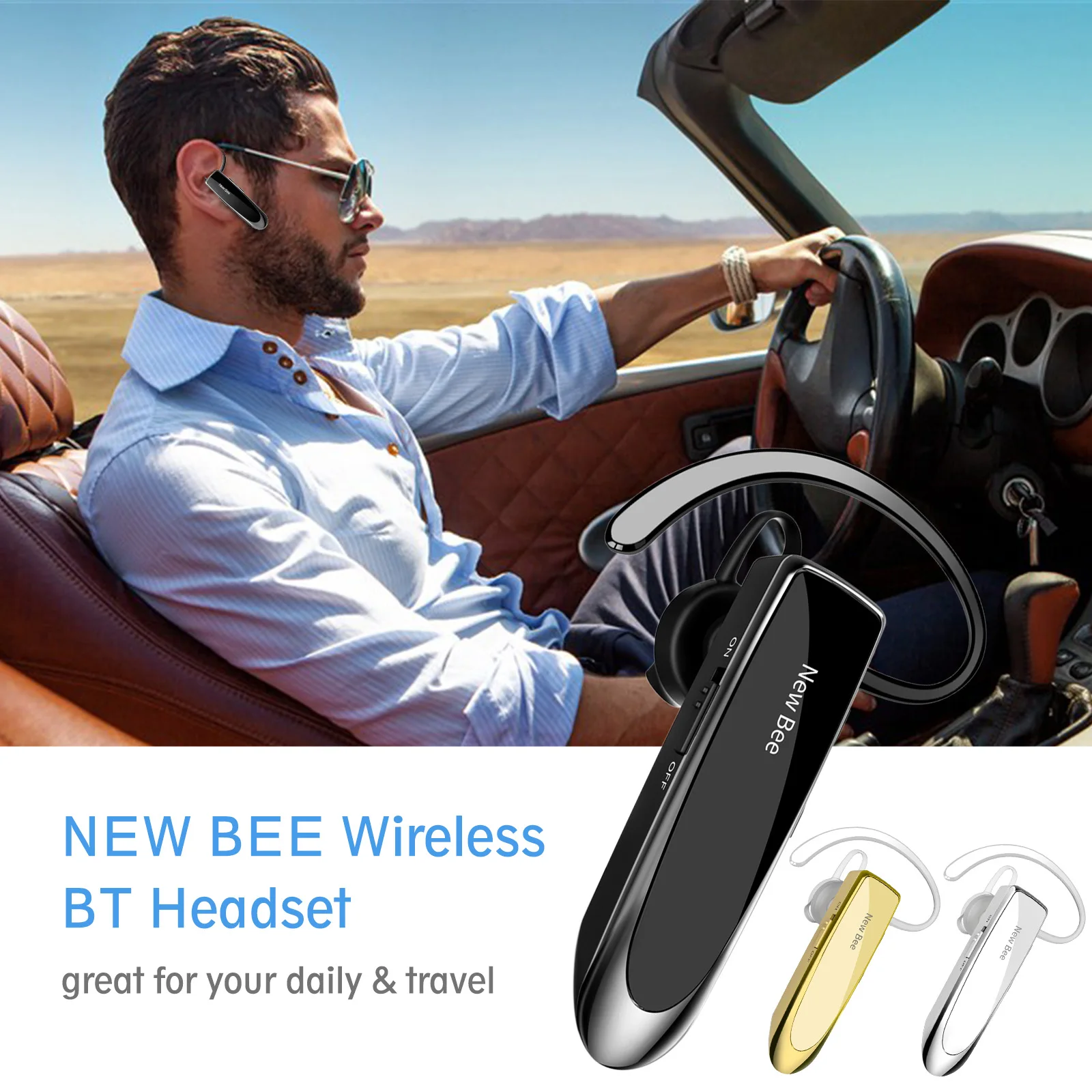 Беспроводная Bluetooth-гарнитура Newbee наушники-вкладыши для офиса и вождения - купить