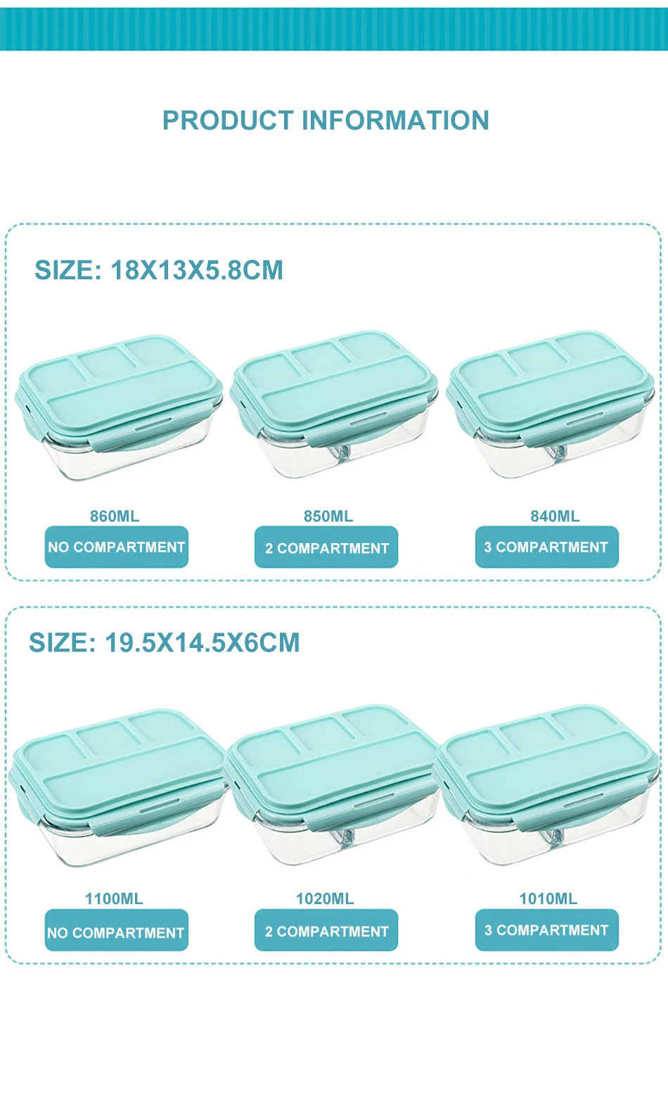 Baispo Ланч-бокс для детей стеклянный микроволновый Bento box контейнер для еды и отсек для хранения школы герметичный кухонный с подогревом