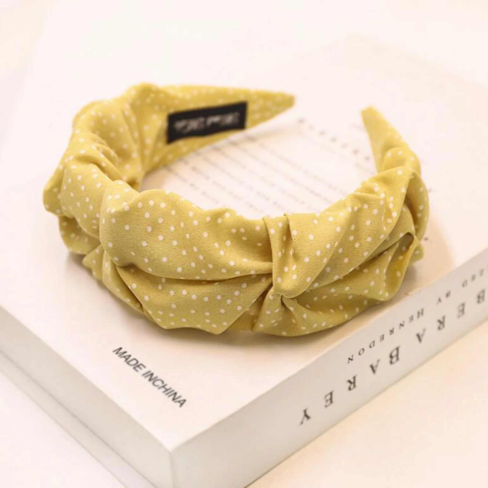 Повязка для волос в горошек женская повязка на голову с широкими боками цветами