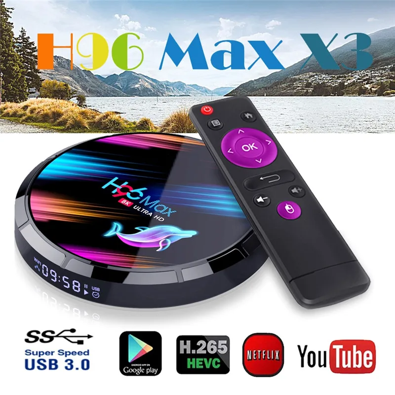 

H96 Max X3 TV BOX Android 9.0 STB 4G RAM+32GB/64GB/128GB ROM .4G/5G Wifi BT4.0 1000M Media Player