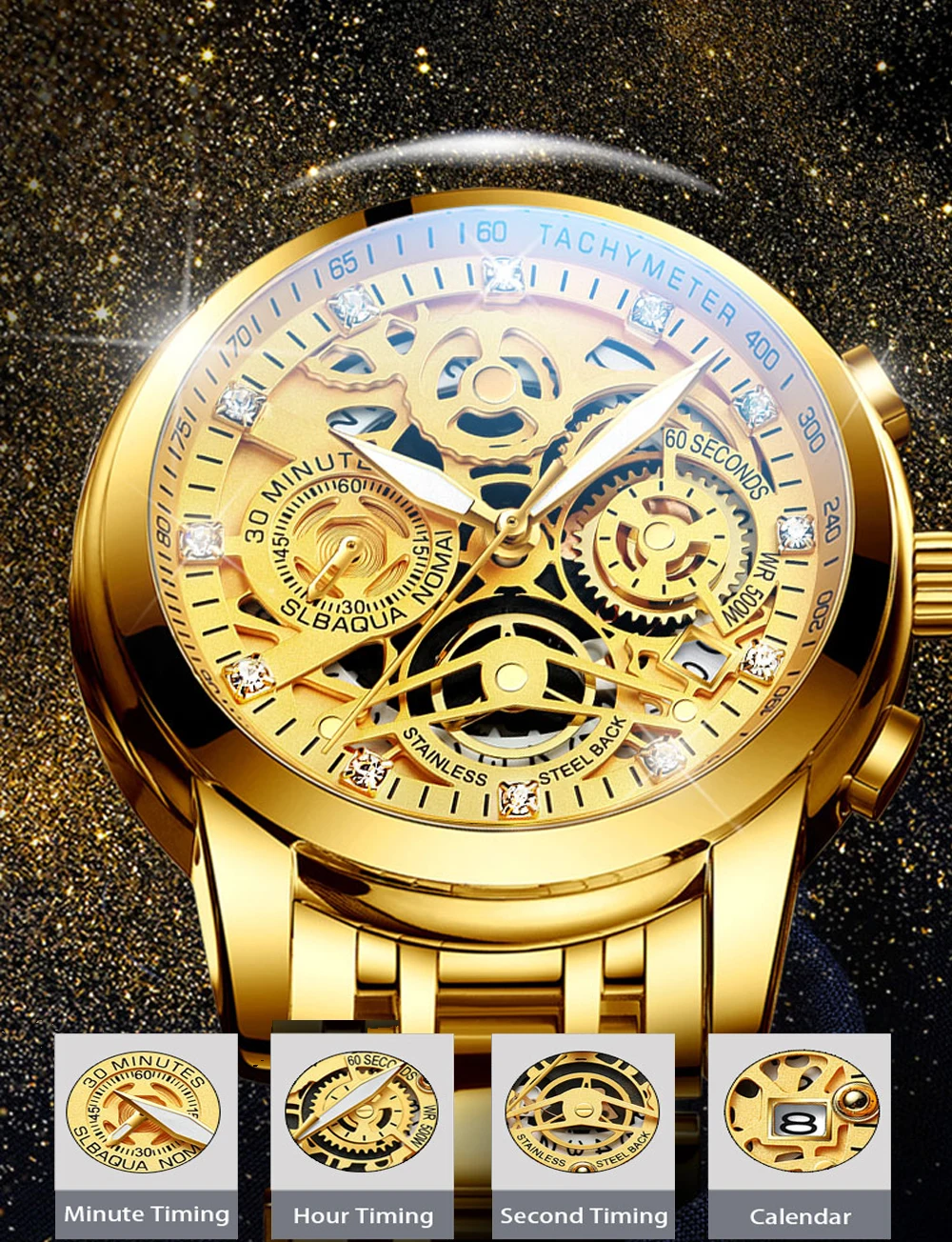 Спортивные часы с календарем новые модные деловые водонепроницаемые мужские Nektom