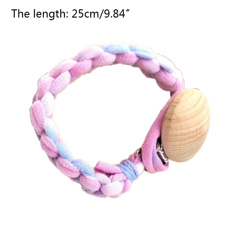 

Newborn Baby Pacifier Clip Chain Cotton Cloth Wood Handmade Dummy Nipple Holder
