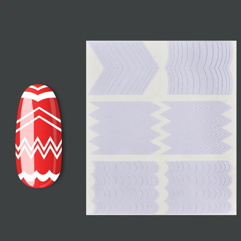 12 Sheets French Edge Tip Nail Sticker Guides Set Wave Form love Heart Fringe Guides Styling Decal Manicure Nail Art Decoration