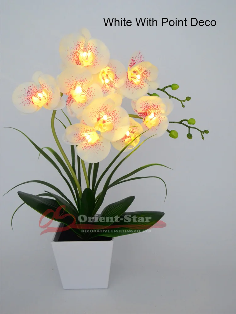 White Point 2"(50 см) светодиодный светильник с цветком орхидеи, настоящий сенсорный, 9 шт., теплый белый светодиодный светильник/светильник ed Flowers с 2* AA батареей - Цвет: White Point