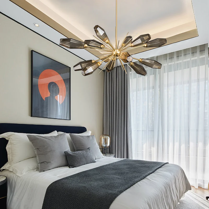 Итальянский современный Led Chandelie ретро из полигонального стекла, скандинавский ресторан, простой светильник, роскошная индивидуальная гостиная, спальня