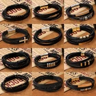 Браслет кожаный мужской, в стиле хиппи, рэпер, подарок для парня, мужа, 2021