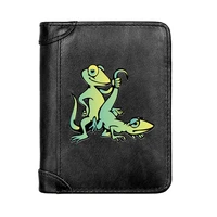 personality funny frog 100 genuine leather men wallet classic pocket slim card holder male short purses gifts high quality