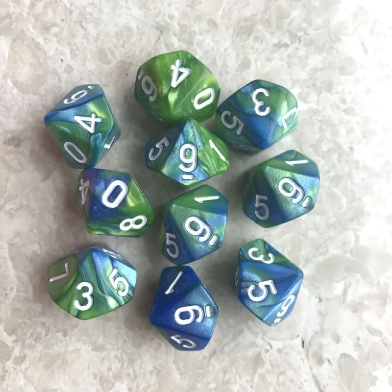 10 шт./компл. 10-сторонние двухцветные цифровые игральные кости 0-9 Технические