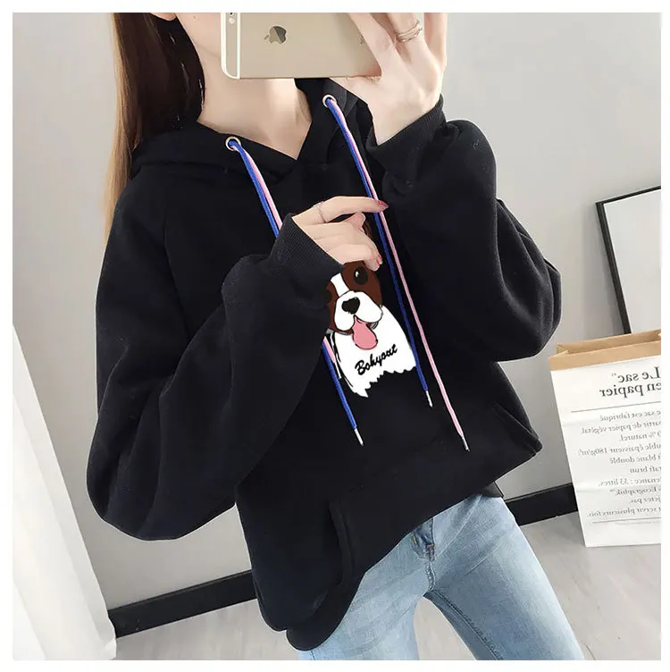 

Long Sleeve Women Fashion Hoodie Sweatshirt Harajuku Jumper Hooded Pullover Tops Women Hooded Black