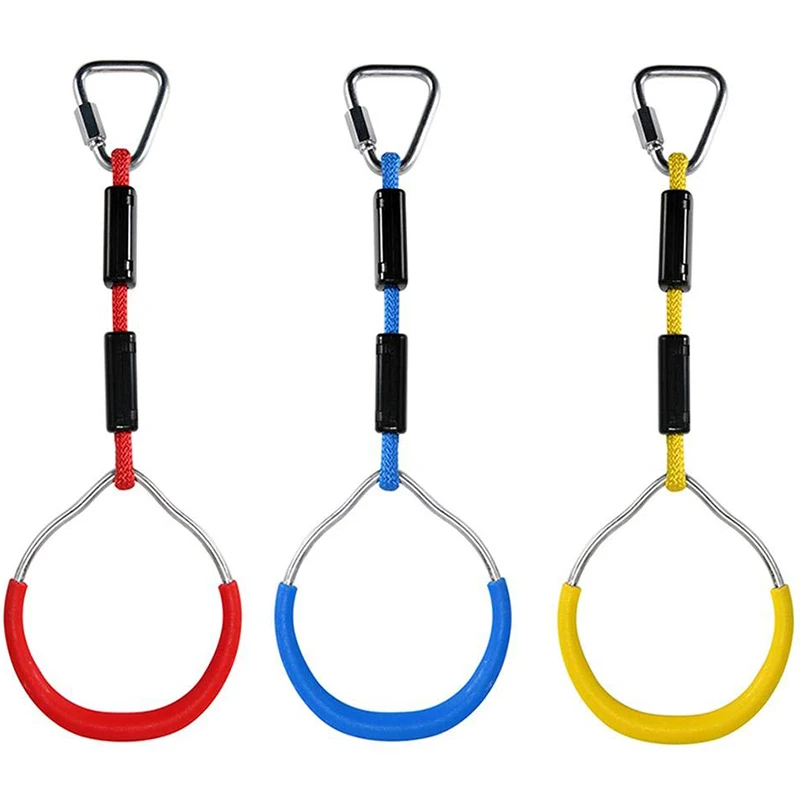 

Swing Bar Rings 3PCS adjustable Colorful Swing Gymnastic Rings for Kids Boys Girls Weatherproof Outdoor Gymnastic Ring Ninja Obs