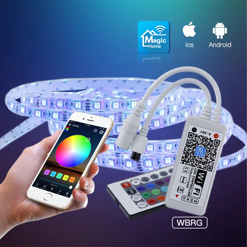 Мини WI FI RGB/RGBW умная Светодиодная лента + RF 24 кнопочный пульт дистанционного