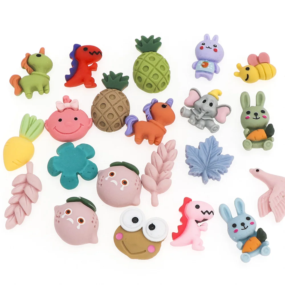 50 шт. смешанные животные Фрукты Кролик цветок лягушка Полимерная глина кабошоны