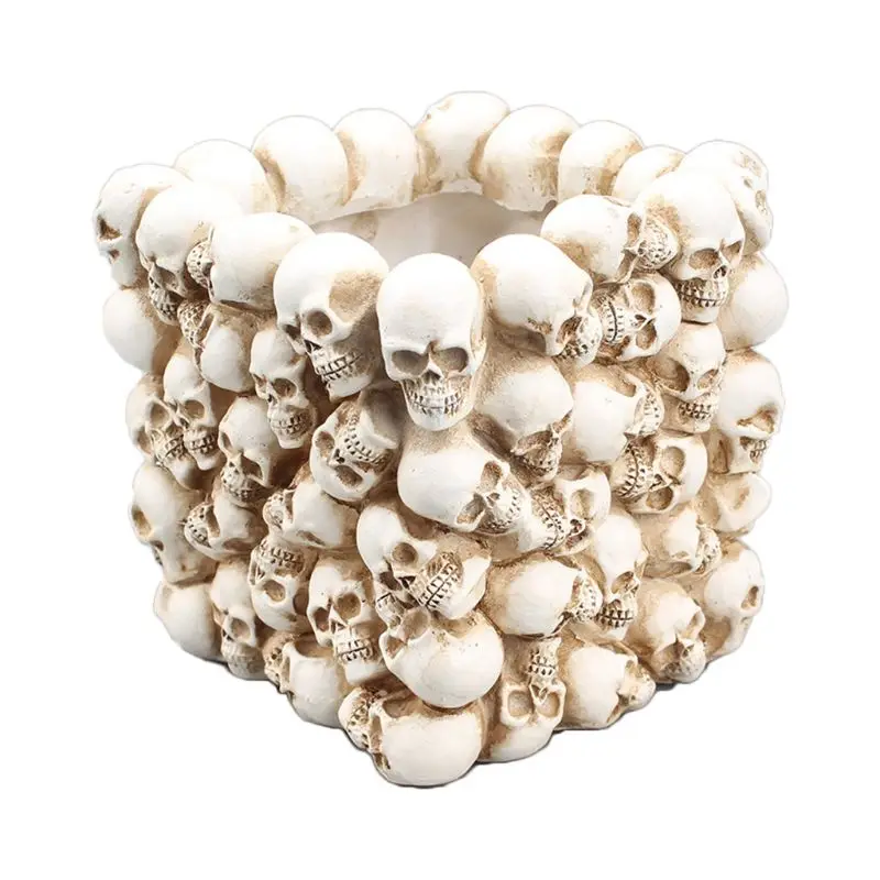 

Skull Ornament Skeleton Stationery Pen Holder Home Office Desktop Pencil Organizer Storage Halloween Decor