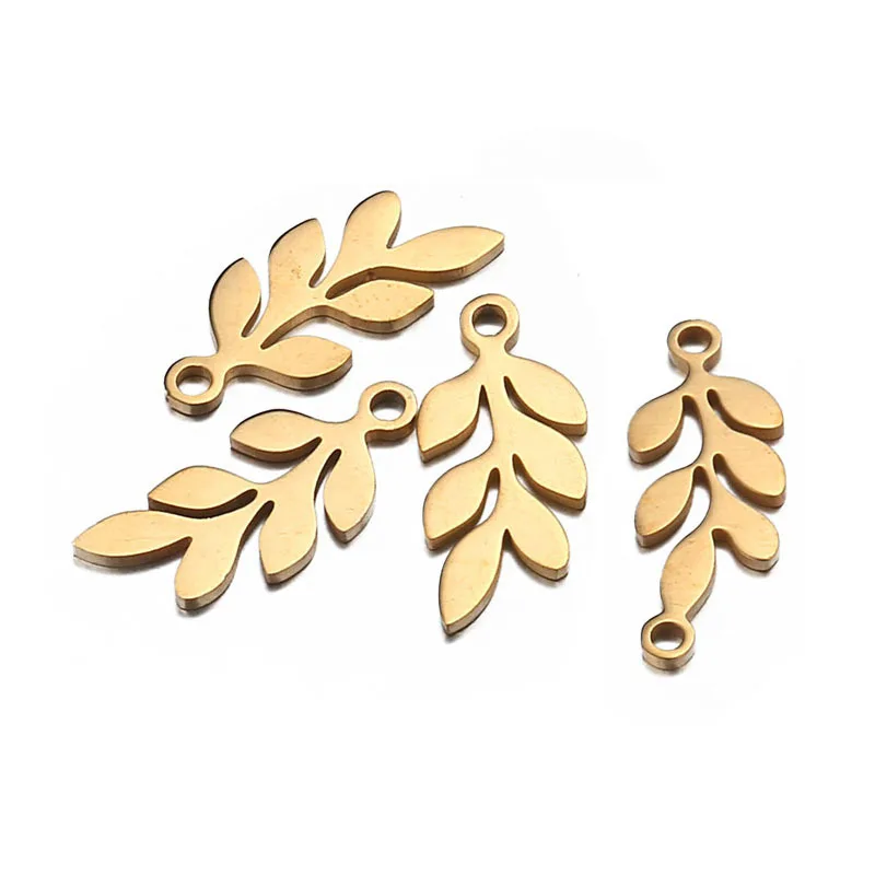 

8*18mm Stainless Steel Branch Pendant DIY Leaf Charm Gold Color /Steel Color Jewelry Accessories