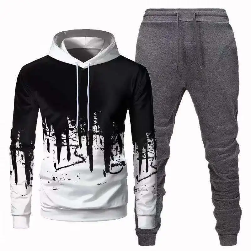 

2021 Fashion New Men's Hoodie Sports Suit Cotton Drawstring Sportswear Trend Fashion Autumn and Winter Long sleeve Pullover Suit