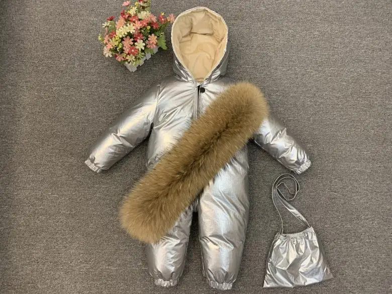 Зимний пуховый комбинезон для новорожденных, комбинезон с плюшевой подкладкой для детей, утепленная теплая верхняя одежда, пальто для маленьких мальчиков и девочек от 0 до 5 лет, зимний комбинезон